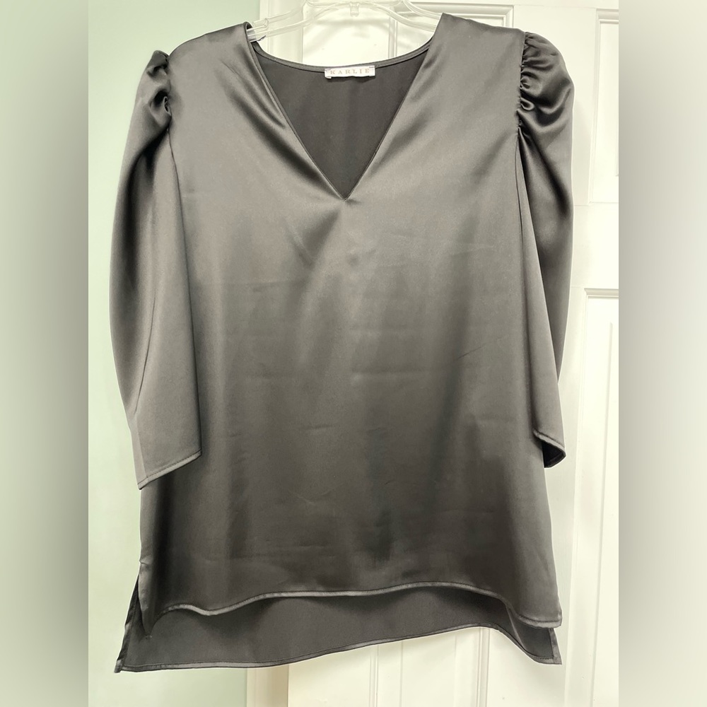 KARLIE black satin top
